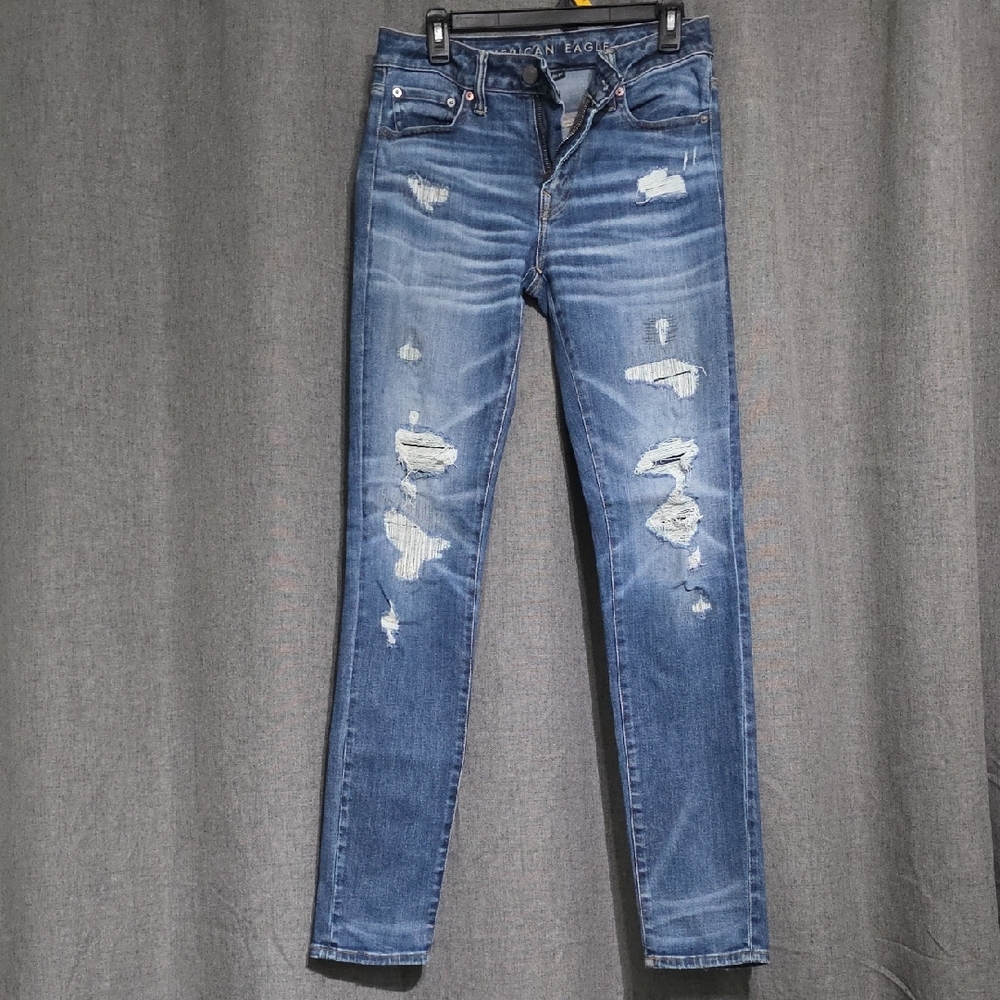 Men's American Eagle Outfitters Ripped Men's Skinny Jeans - Blue